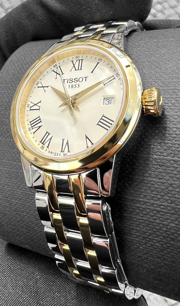 Tissot Classic Dream Lady Gold Dial Two Tone Steel Strap Watch For Women - T129.210.22.263.00