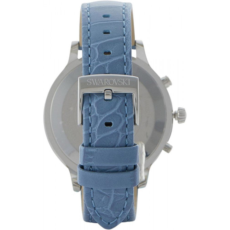 Swarovski Octea Lux Chrono Blue Dial Blue Leather Strap Watch for Women - 5580600