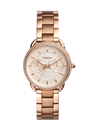 Fossil Tailor Rose Gold Dial Rose Gold Stainless Steel Strap Watch for Women - ES4264