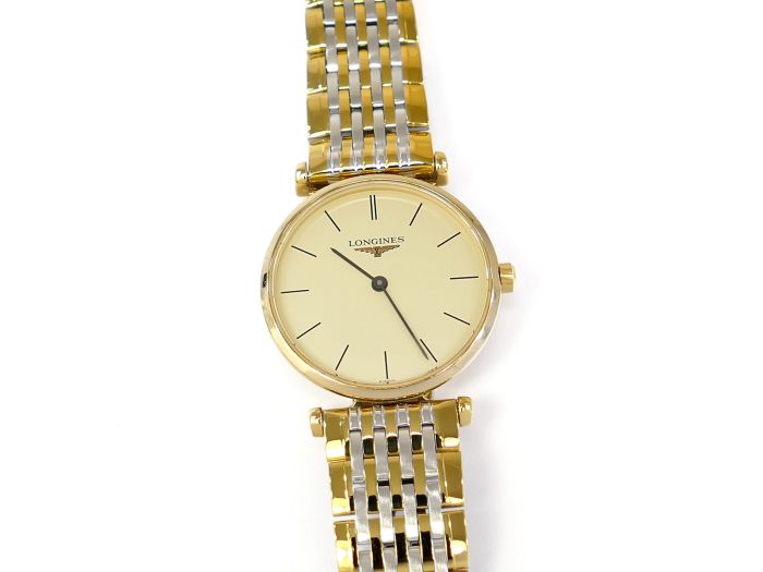 Longines La Grande Classique Quartz Gold Dial Two Tone Mesh Bracelet Watch for Women - L4.209.2.32.7