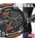 Diesel Mr Daddy 2.0 Black Dial Brown Leather Strap Watch For Men - DZ7332