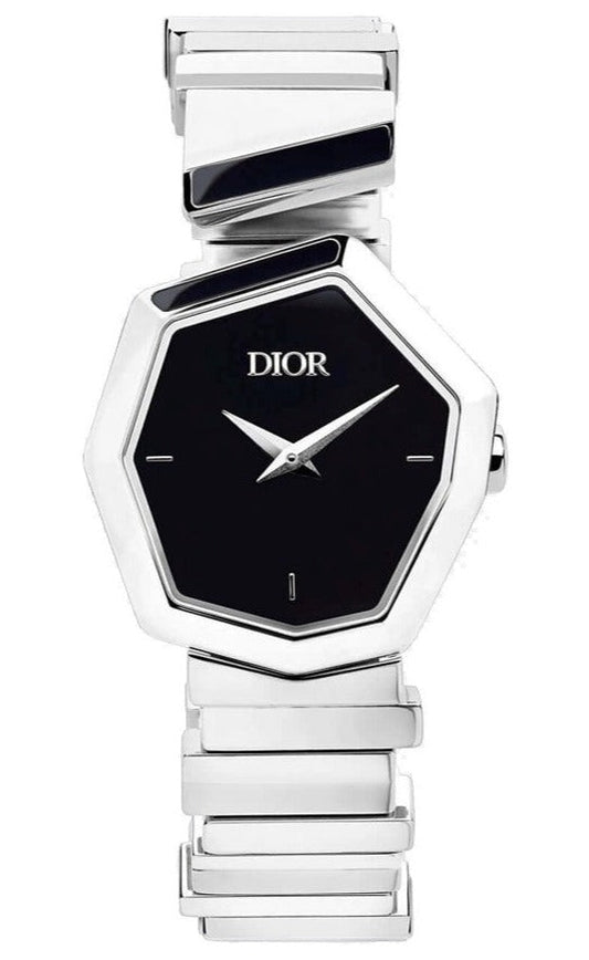 Dior Gem Dior Black Mother of Pearl Dial Silver Steel Strap Watch for Women - CD18111X1005