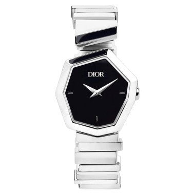 Dior Gem Dior Black Mother of Pearl Dial Silver Steel Strap Watch for Women - CD18111X1005