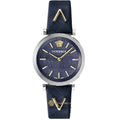 Versace V-Twist Quartz Blue Dial Blue Leather Strap Watch for Women - VELS00119