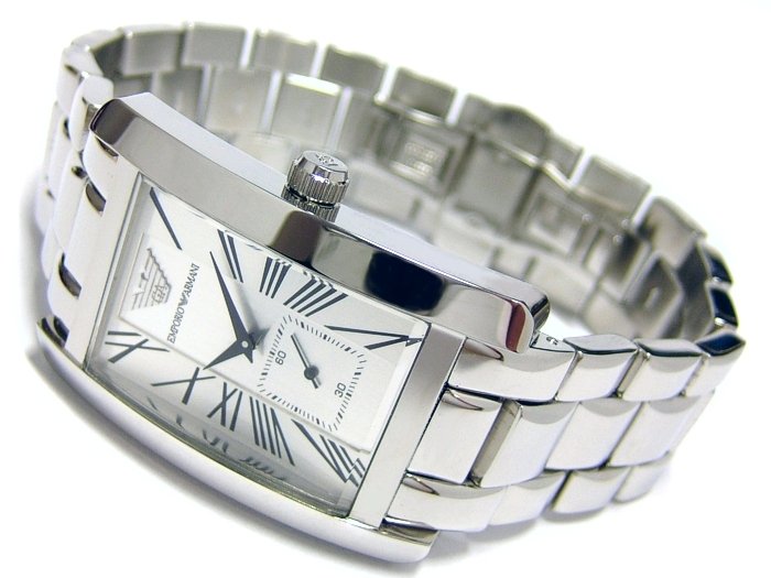 Emporio Armani Classic White Dial Silver Steel Strap Watch For Men - AR0145