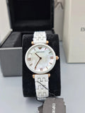 Emporio Armani Ceramica Mother of Pearl Dial White Steel Strap Watch For Women - AR1486