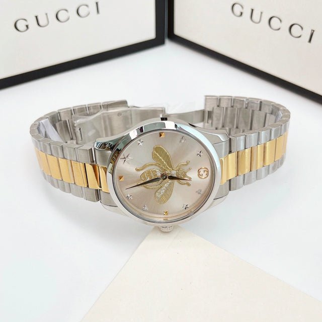 Gucci G Timeless Silver Dial Two Tone Steel Strap Watch For Women - YA1264131