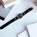 Versace V-Twist Black Dial Black Leather Strap Watch for Women - VELS00619