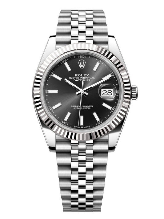 Rolex Datejust 41 Oyster Black Dial Two Tone Oystersteel & White Gold Strap Watch for Men - M126334-0018