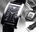 Emporio Armani Classic Black Dial Black Leather Strap Watch For Women - AR0144