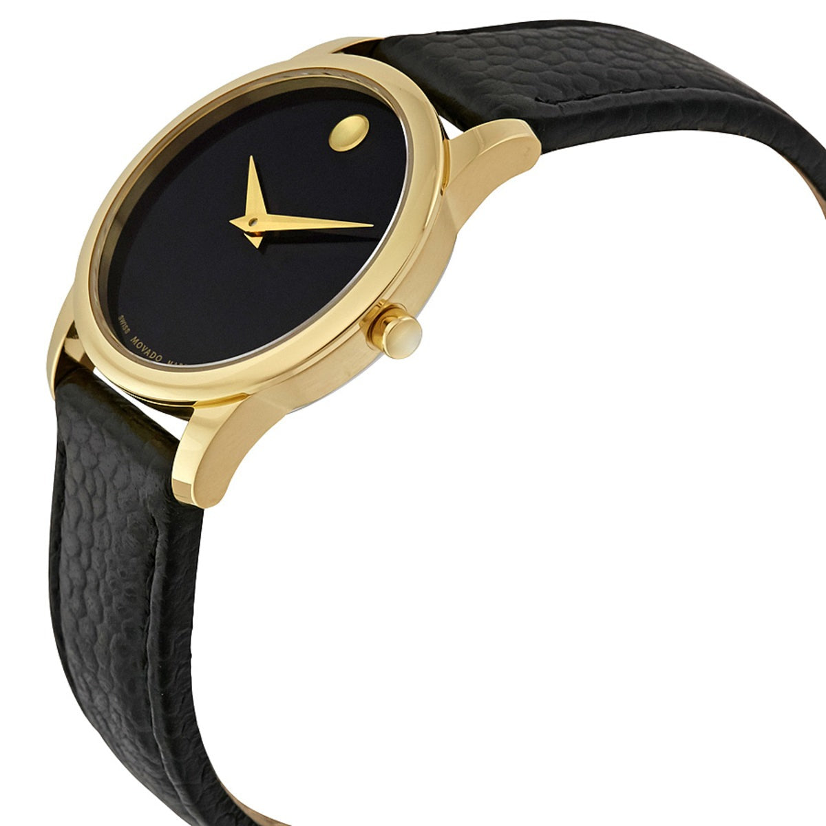 Movado Museum Classic Black Dial Black Leather Strap Watch For Women - 0607016