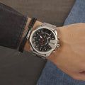 Diesel Mega Chief Chronograph Black Dial Silver Steel Strap Watch For Men - DZ4308