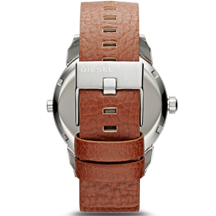 Diesel Mini Daddy Silver Dial Brown Leather Strap Watch For Men - DZ7309