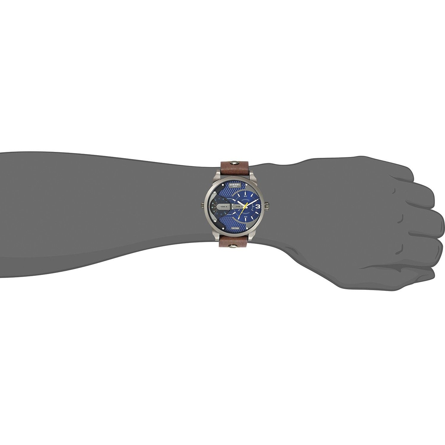Diesel Mini Daddy Analog Blue Dial Brown Leather Strap Watch For Men - DZ7339