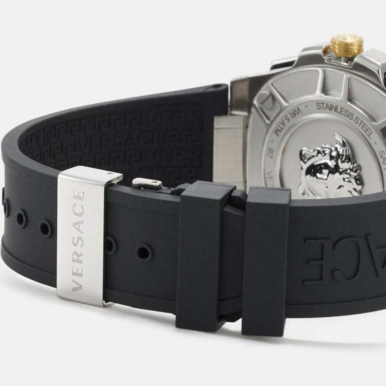 Versace Chain Reaction Quartz White Dial Black Rubber Strap Watch for Men - VEDY00219