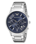 Emporio Armani Renato Chronograph Blue Dial Silver Steel Strap Watch For Men - AR2448