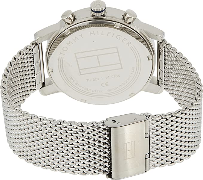 Tommy Hilfiger Kane Black Dial Silver Mesh Bracelet Watch for Men - 1710402