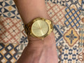 Michael Kors Mini Runway Slim Gold Dial Gold Steel Strap Watch for Women - MK3512