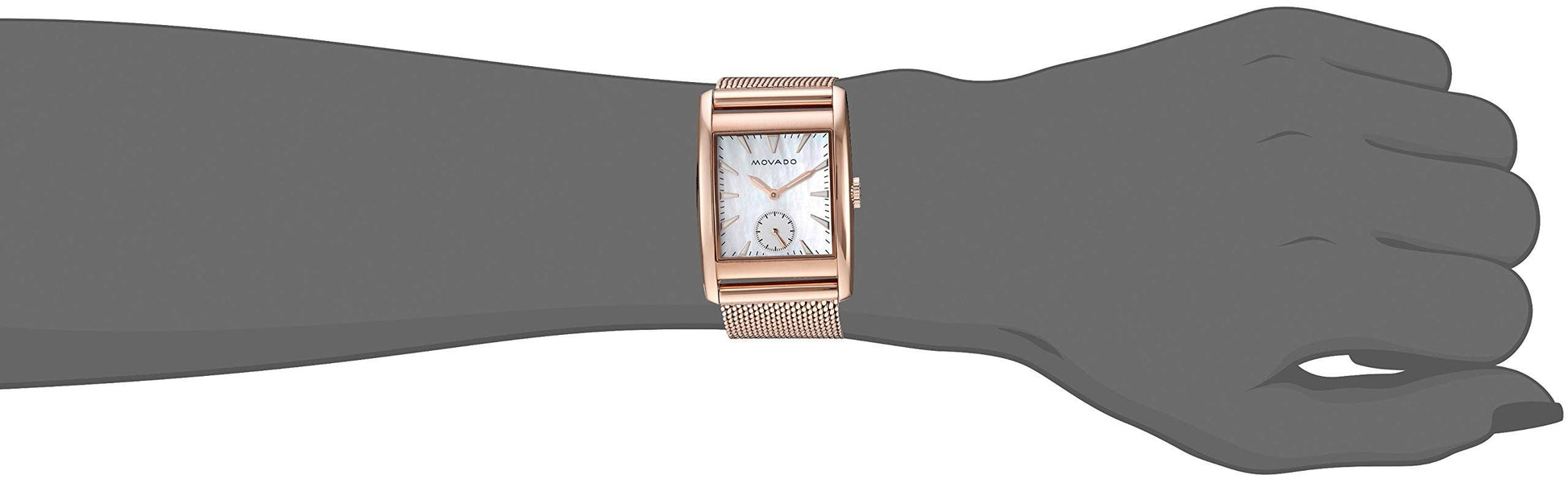 Movado Heritage White Mother of Pearl Dial Rose Gold Mesh Bracelet Watch For Women - 3650041