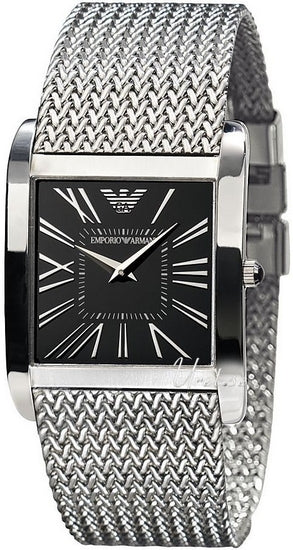Emporio Armani Classic Black Dial Silver Mesh Bracelet Watch For Women - AR2013