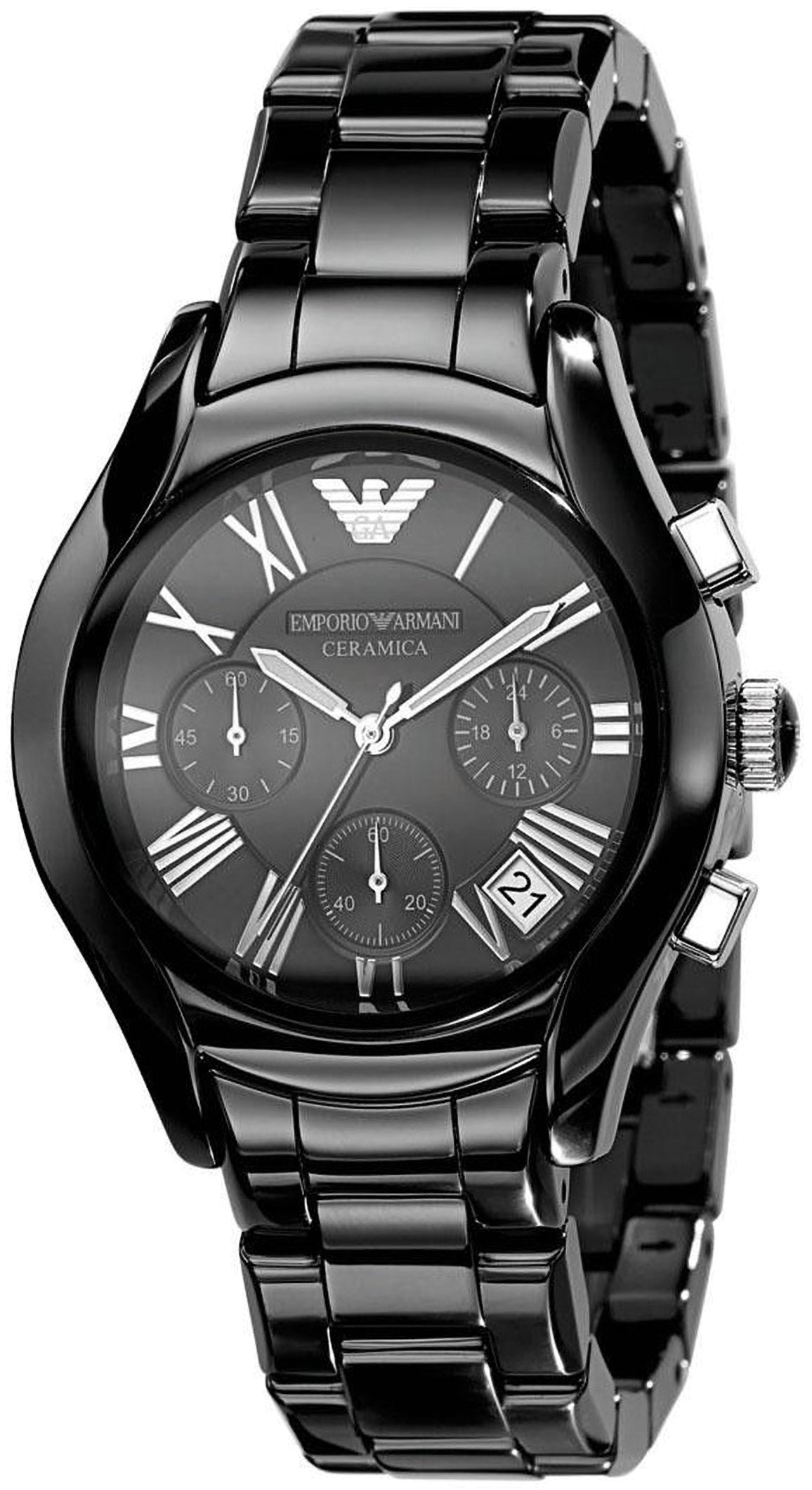 Emporio Armani Ceramica Black Dial Black Steel Strap Watch For Women - AR1401