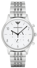 Emporio Armani Classic Chronograph Silver Dial Silver Steel Strap Watch For Men - AR1879