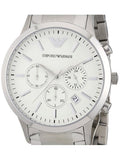 Emporio Armani Renato Chronograph White Dial Silver Steel Strap Watch For Men - AR2458
