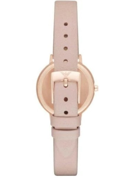 Emporio Armani Kappa White Mother of Pearl Dial Pink Leather Strap Watch For Women - AR2512