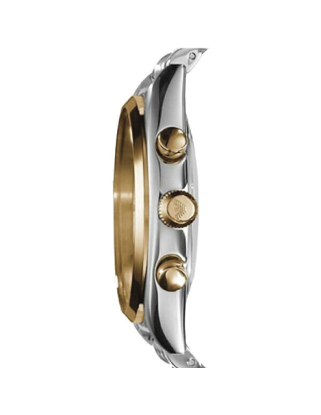 Emporio Armani Classic Chronograph White Dial Two Tone Steel Strap Watch For Men - AR0396