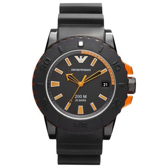 Emporio Armani Sportivo Quartz Black Dial Black Silicone Strap Watch For Men - AR5969
