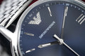 Emporio Armani Kappa Quartz Blue Dial Silver Steel Strap Watch For Men - AR80010