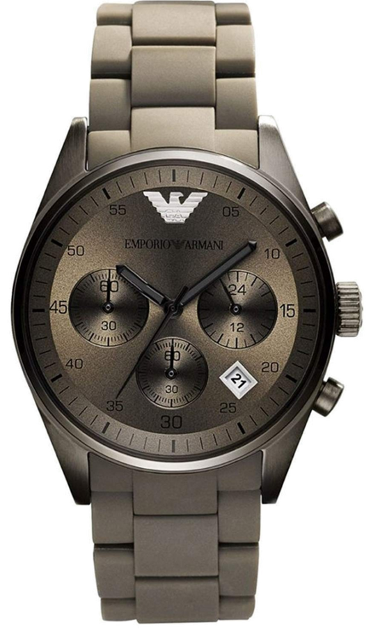 Emporio Armani Sportivo Chronograph Brown Dial Brown Steel Strap Watch For Men - AR5950