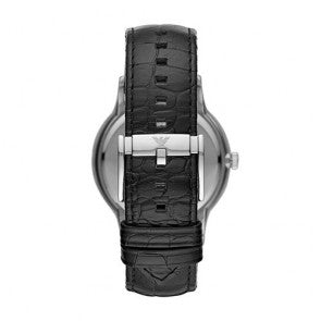 Emporio Armani Renato Analog Black Dial Black Leather Strap Watch For Men - AR11186
