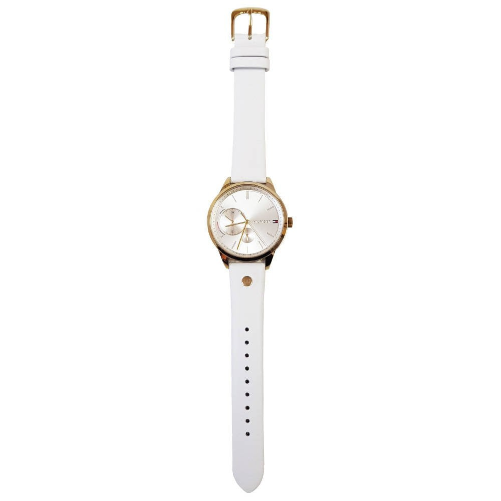 Tommy Hilfiger Brooklyn Quartz White Dial White Leather Strap Watch for Women - 1782018