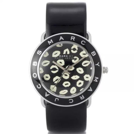 Marc Jacobs Amy Black Dial Black Leather Strap Watch for Women - MBM1163