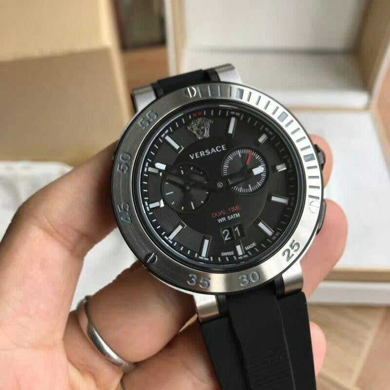 Versace V Extreme Chronograph Black Tone Dial Black Rubber Strap Watch for Men - VCN020017