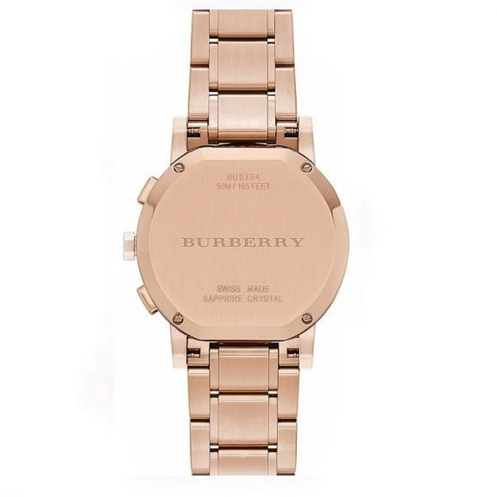 Burberry The City Grey Dial Rose Gold Steel Strap Unisex Watch - BU9754