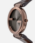 Gucci Interlocking Brown Dial Brown Leather Strap Watch For Women - YA133309