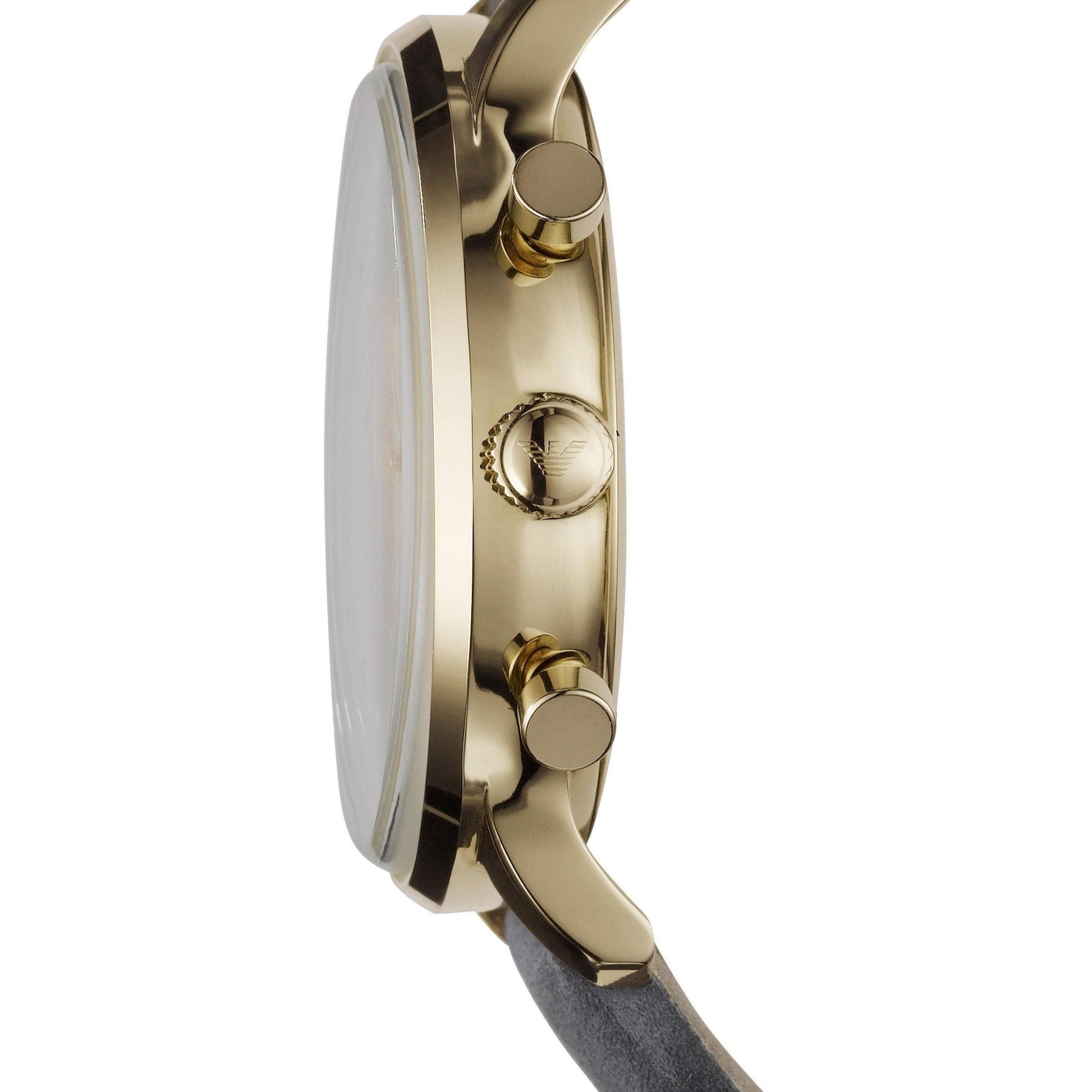 Emporio Armani Gianni White Dial Grey Leather Strap Watch For Men - AR0386