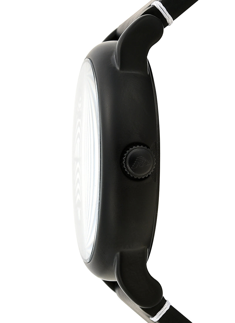 Emporio Armani Luigi Quartz White Dial Black Rubber Strap Watch For Men - AR11136