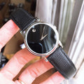 Movado Museum Black Dial Black Leather Strap Watch For Men - 2100002