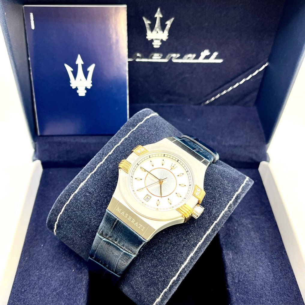 Maserati Potenza 35mm Diamond Silver Dial Blue Strap Watch For Women - R8851108502