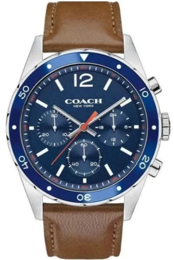 Coach Sullivan Sport Blue Dial Brown Leather Strap Watch for Men - 14606038