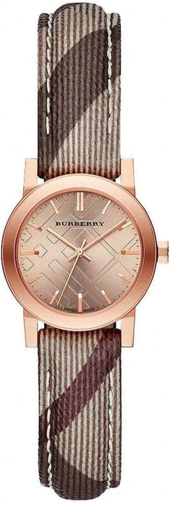 Burberry The City Rose Gold Dial Brown Leather Strap Watch for Women - BU9236