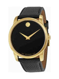 Movado Museum Black Dial Black Leather Strap Watch For Men - 0607014