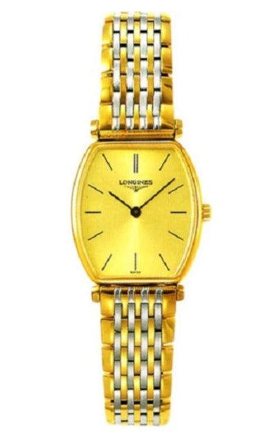 Longines La Grande Classique Tonneau Yellow Gold Dial Two Tone Mesh Bracelet Watch for Women - L4.205.2.32.7