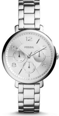 Fossil Jacqueline Silver Dial Silver Steel Strap Watch for Women - ES3664