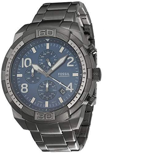 Fossil Bronson Chronograph Blue Dial Grey Steel Strap Watch for Men - FS5711