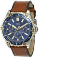 Fossil Garrett Chronograph Blue Dial Brown Leather Strap Watch for Men - FS5625