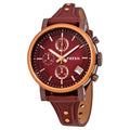 Fossil Original Boyfriend Sport Chronograph Maroon Dial Maroon Leather Strap Watch for Women - ES4114